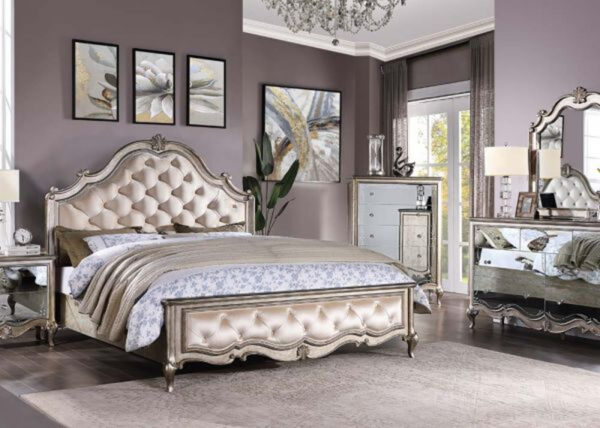 luxury bed ivory velvet