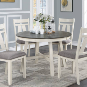 5-Piece Round Table Dining Set in Gray and White Finish