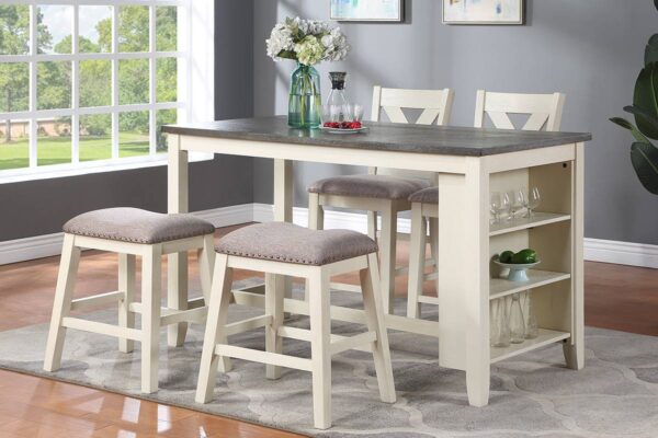 Counter high dining table with chairs