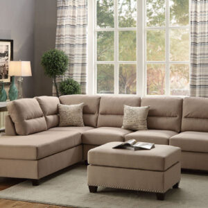 Sectional sofa in beige poly fiber