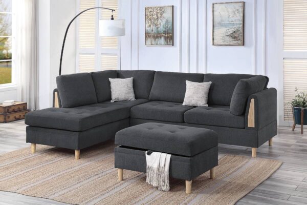 Charcoal 3-Piece Sectional