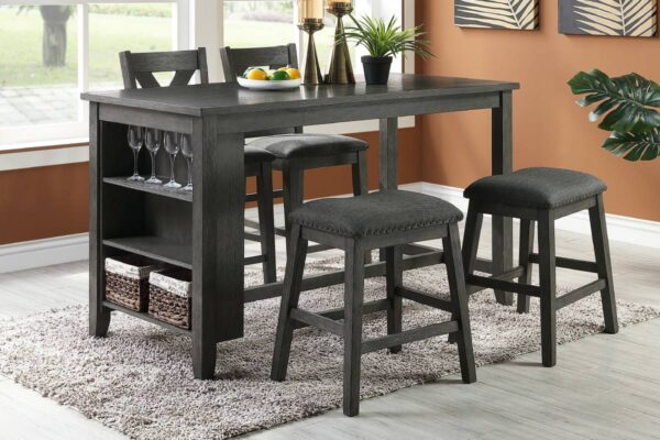 counter high dining table with chairs and stools