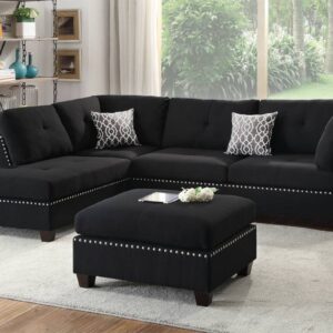 Sectional Sofa in Black Poly fiber