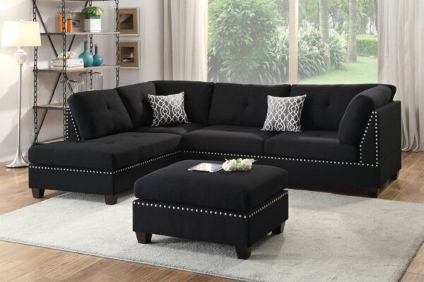 Sectional Sofa in Black Poly fiber