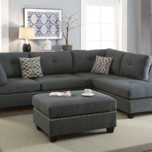 Sectional Sofa in Gray Polyfiber