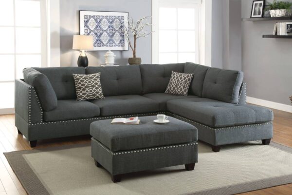 Sectional Sofa in Gray Polyfiber