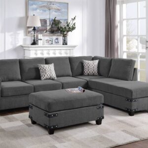 Reversible Sectional Sofa in Gray Chenille