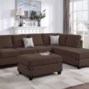 Reversible Sectional Sofa in Brown Chenille