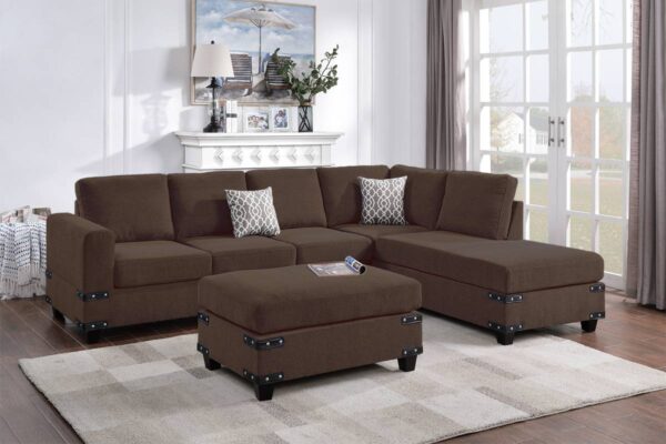 Reversible Sectional Sofa in Brown Chenille