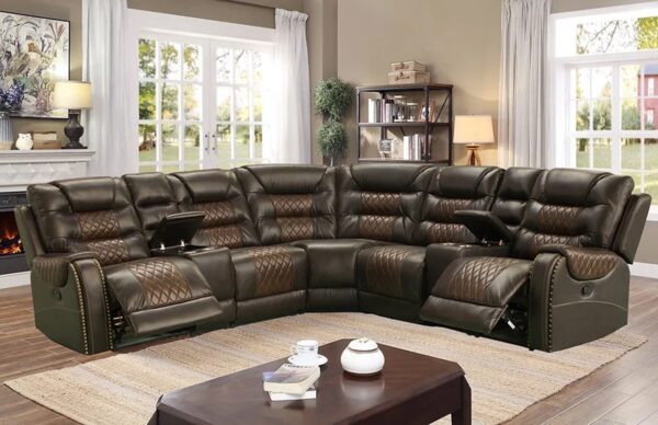 Reclining Sectional, Two-tone, living room.