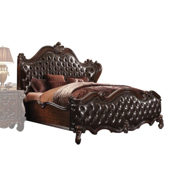 Versailles CK BED Two Tone Dark Brown PU & Cherry Oak Finish