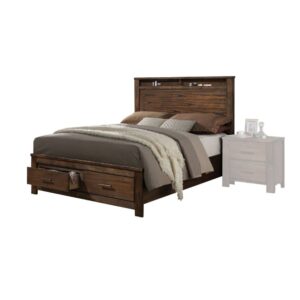 Merrilee EK BED WITH STORAGE Oak Finish