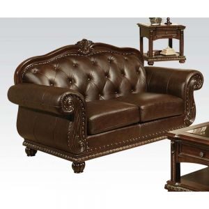 Anondale LOVESEAT Espresso Top Grain Leather Match & Cherry Finish