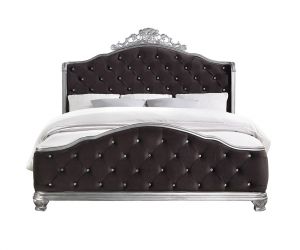 Leonora QUEEN BED Fabric & Vintage Platinum Finish