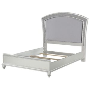 EK BED Fabric Platinum Finish with a sparkling Rhinestone inlay in a luxurious platinum finish