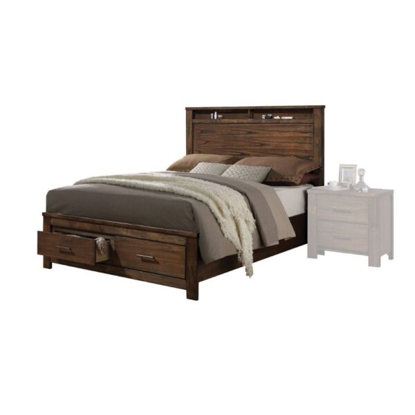 Merrilee QUEEN BED WITH STORAGE Oak Finish