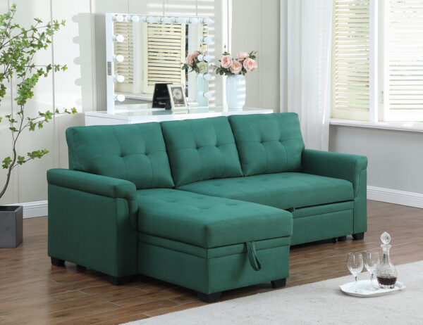 Peel Green Reversible Sectional Sofa with Storage