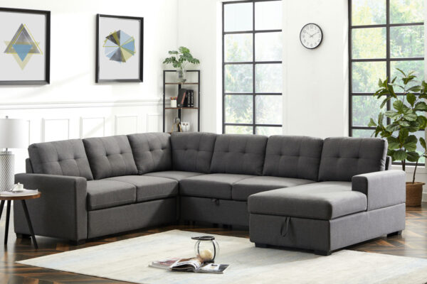 u shaped sectional in dark gray