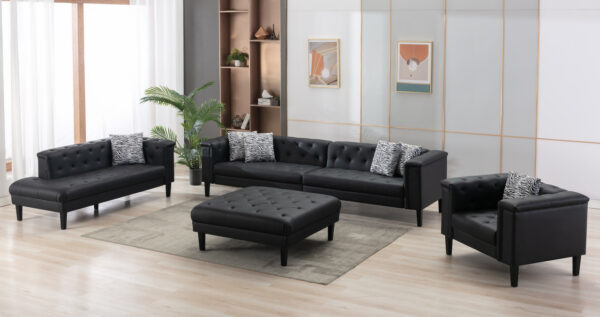 living room set in vegan leather