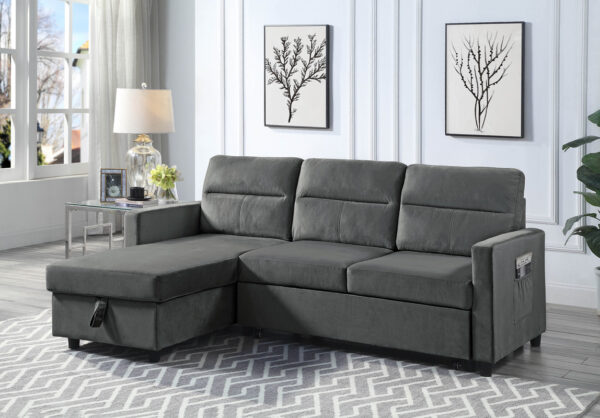 sectional in velvet fabric ( dark gray )