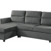 2-piece sectional in dark gray velvet fabric