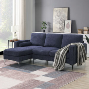 Barnsley Modern Sectional Sofa in Blue Chenille