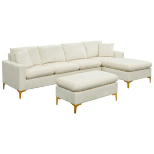 Yvoire L-Shape Elegant Sectional Sofa ( Cream White )