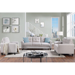 Brixham 3-piece sofa set in light gray linen fabric