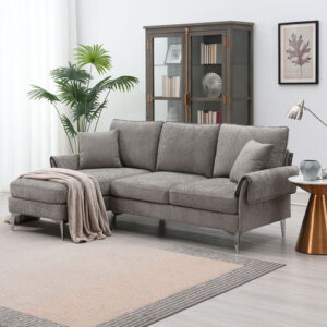 Margate Grey Convertible Sectional Sofa in Chenille Fabric