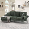 Margate Green Convertible Sectional Sofa in Chenille Fabric