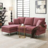 Margate Pink Convertible Sectional Sofa in Chenille Fabric