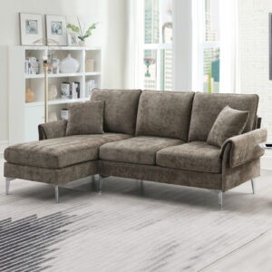 Margate Espresso Convertible Sectional Sofa in Chenille Fabric