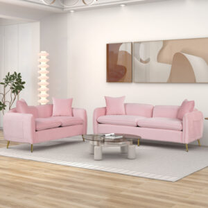 Harlow 2-Piece Sofa Set Love seat in Pink