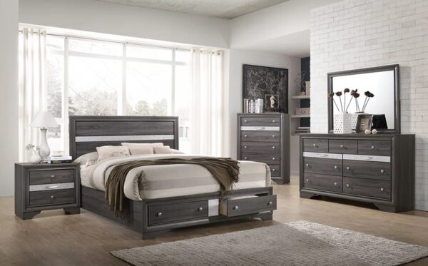 king-size bedroom, grey bedroom set,