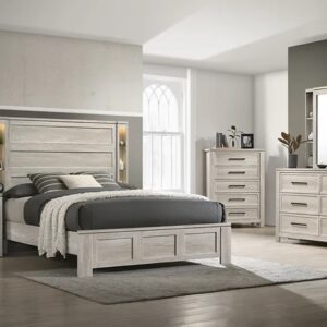 Furniture, bedroom set, white wash color