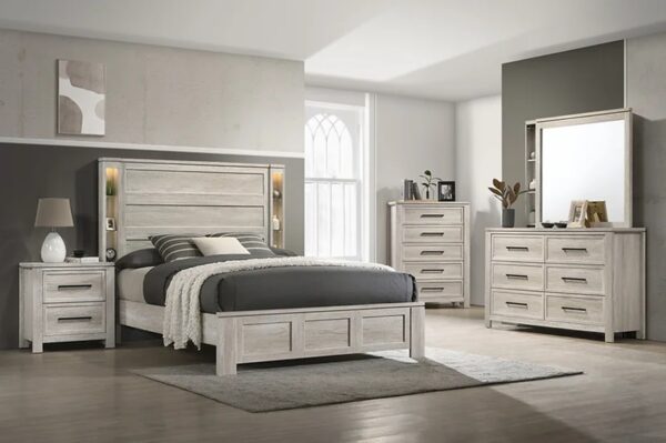 Furniture, bedroom set, white wash color