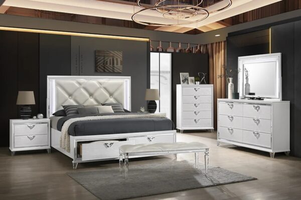 Bedroom Set 5-piece modern style, Bedroom set Upholstered Headboard