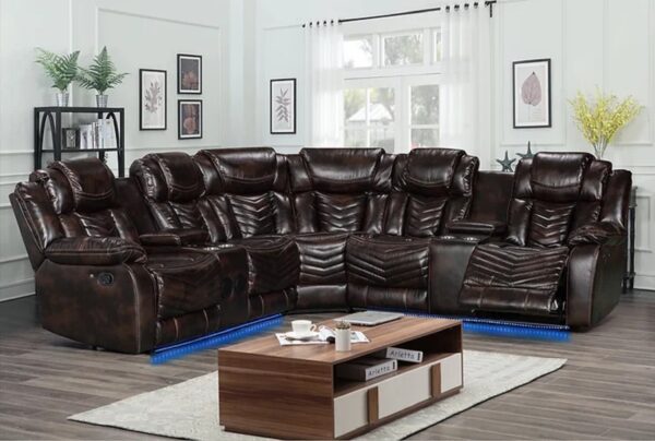 Sectional sofa in brown