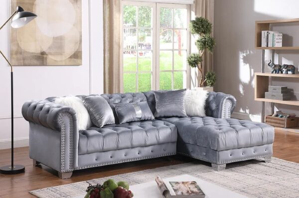 Modern grey sectional, living room sectional.