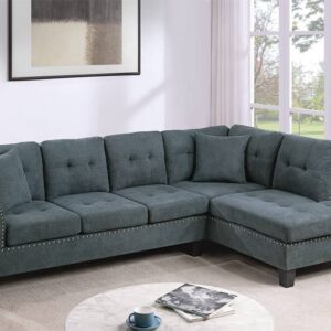 Sectional sofa, stylish 2-piece,furniture. ash black