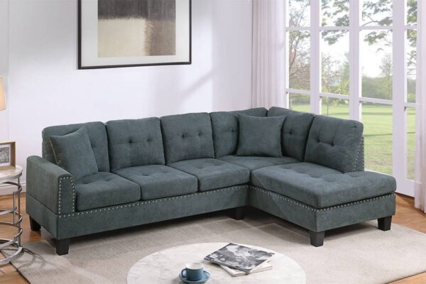 Sectional sofa, stylish 2-piece,furniture. ash black