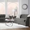 Modern grey fabric sofa .living room , furniture, 2 piece, sofa set, love seat