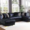 Velvet U-shaped sectional, living room