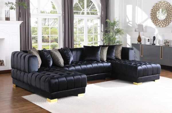 Velvet U-shaped sectional, living room