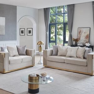 Sofa and love seat in cream. living room