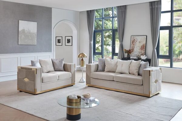 Sofa and love seat in cream. living room