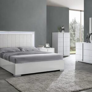Queen-size, 4-piece,beds, bedroom set, led light, white gloss