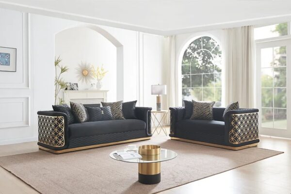 Elegant tufted sofa, 2-piece, living room