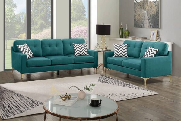 Teal, couch, 2-piece, sofa set