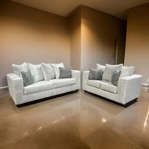 Elegant sofa and loveseat set, living room.